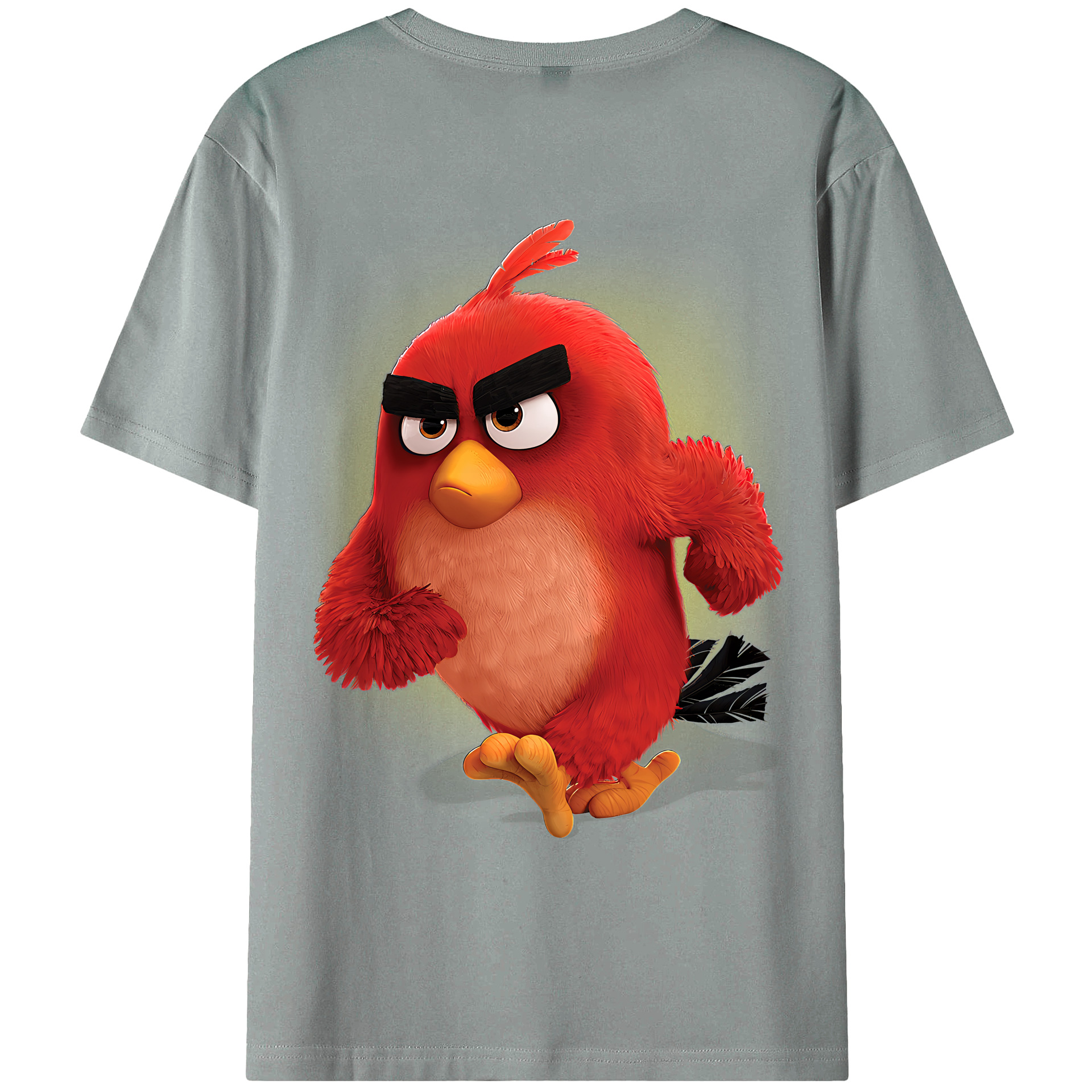 （画像用） Angry Birds アングリーバード 綿100％ メンズ半袖Tシャツ（バックプリント） 通気性